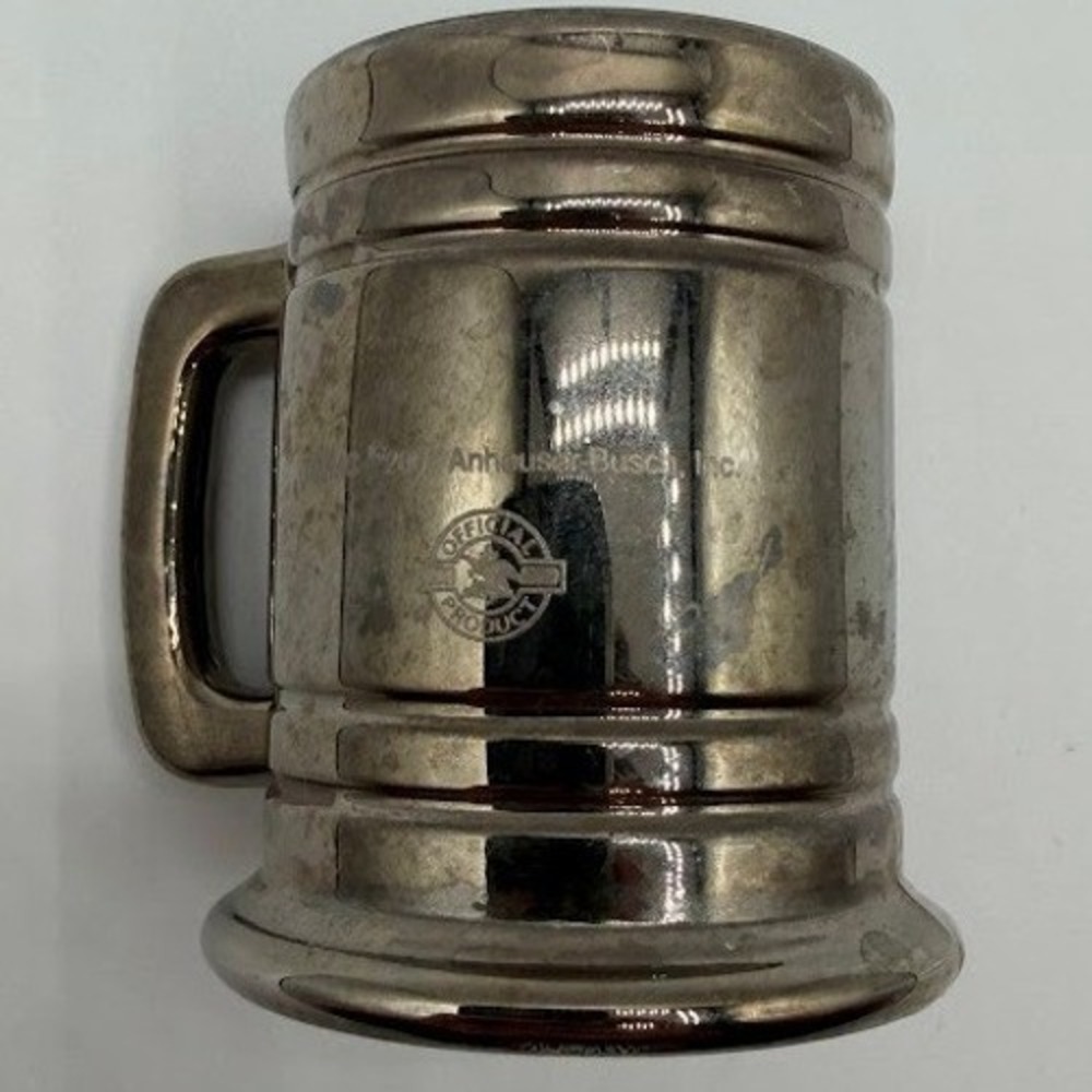 Vintage 2001 Anheuser-Busch Official Silvertone Shot Glass Sized Beer Stein